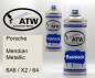 Preview: Porsche, Meridian Metallic, 6A6 / X2 / 64: 400ml Sprühdose + 400ml Klarlack - Set, von ATW Autoteile West.